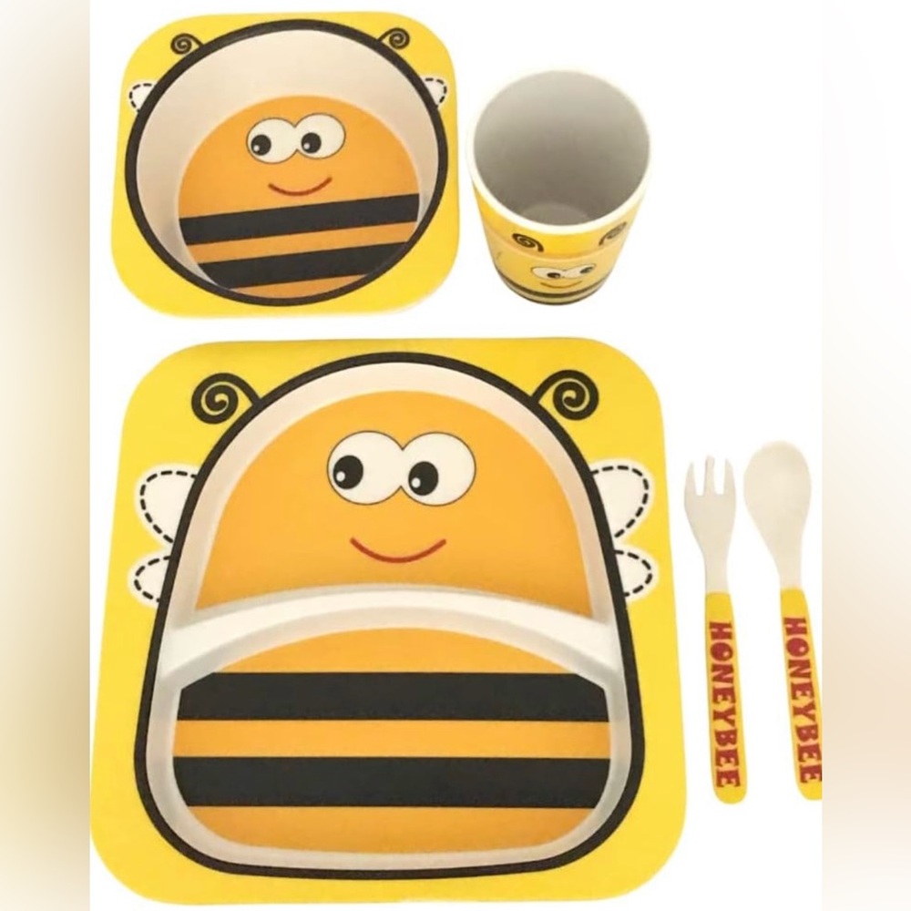 3/$20 Bamboo Ware Kids Dinnerwear Bumblebee Design, Eco-Friendly,Dishwasher safe